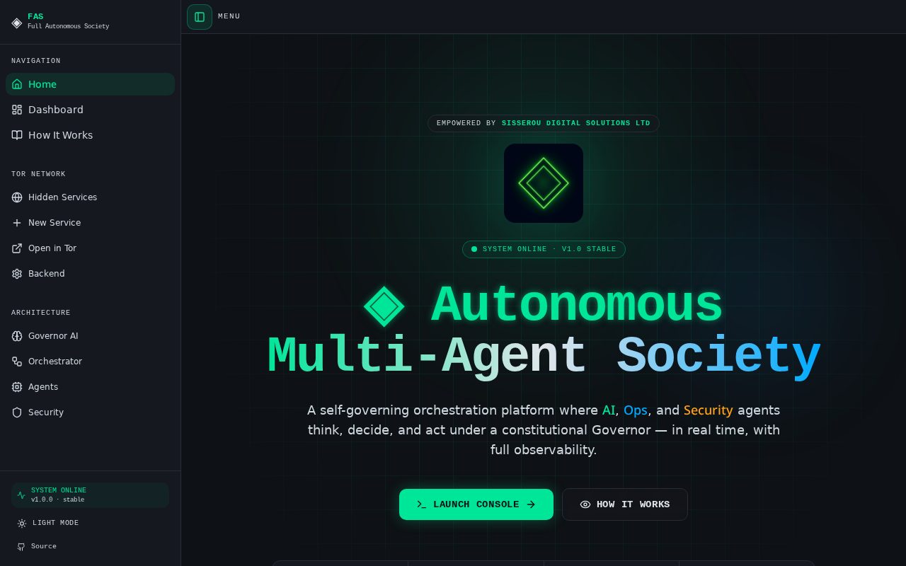 Autonomous Society Engine — live site preview