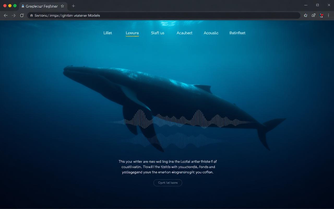 Whales Whisperer Site interface preview — Blue-gradient whales website, a whales & research product built with React, TypeScript, Vite