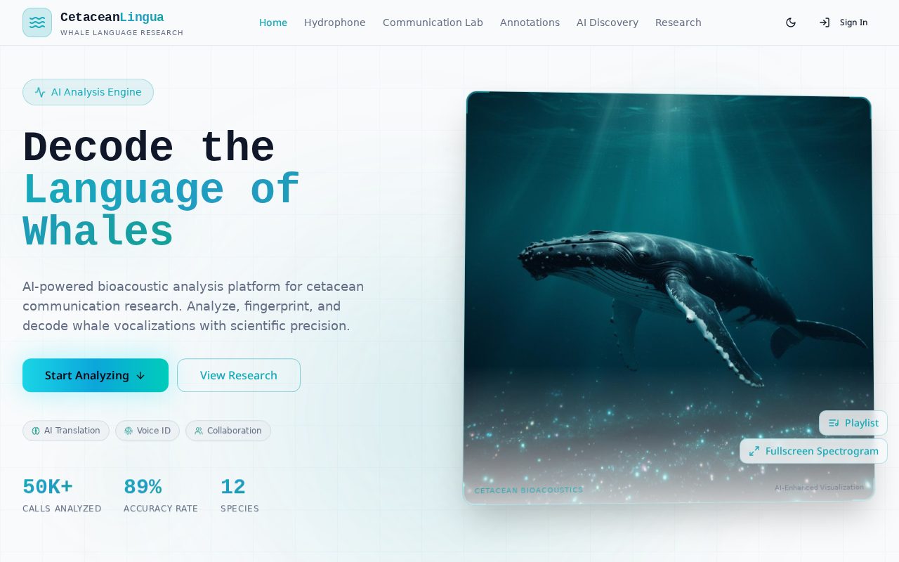Cetacean Communications — live site preview