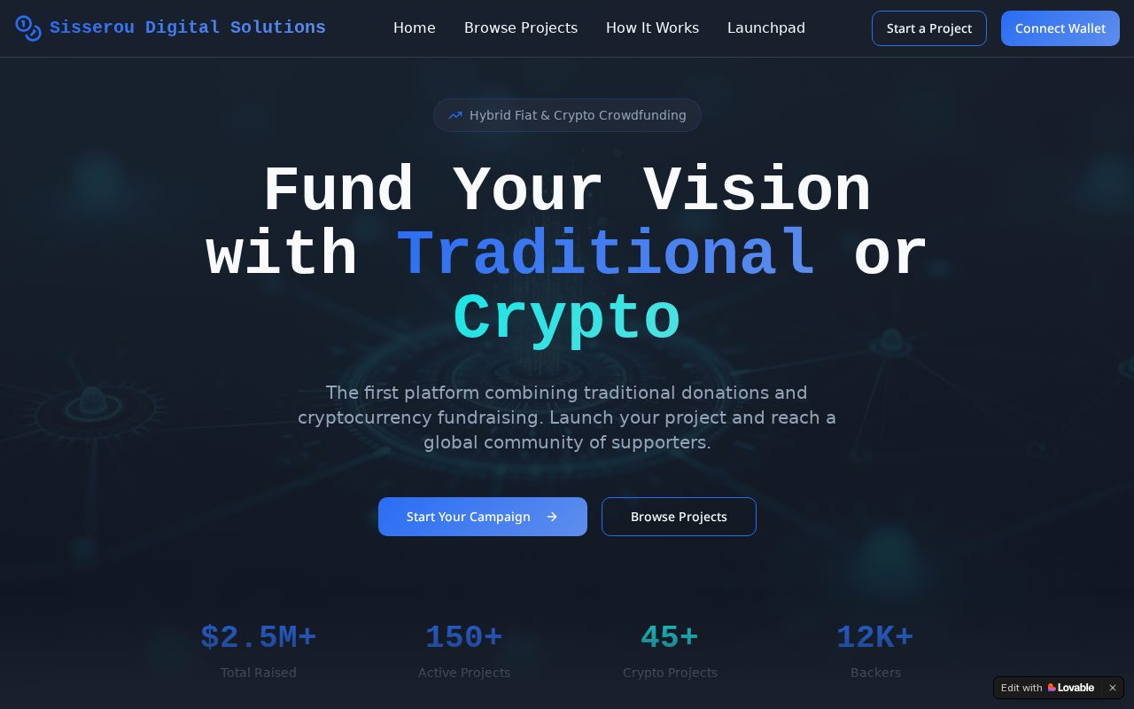 Sisserou Launchpad Hub — live site preview