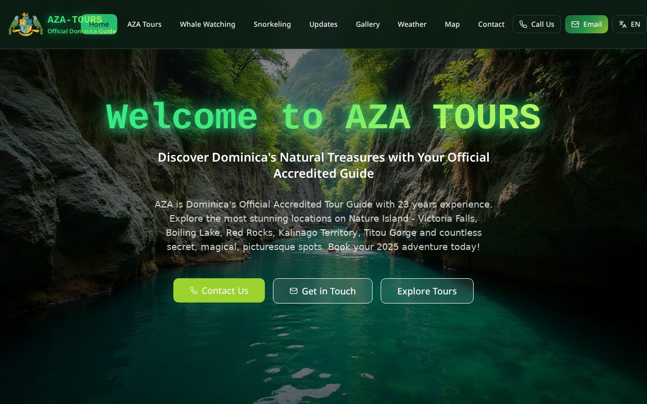 AZA Tours — live site preview
