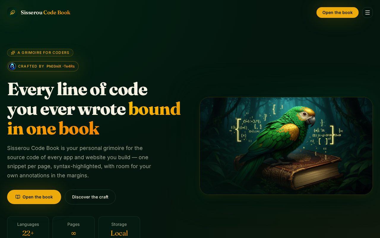 Sisserou Source Codes Grimoire — live site preview