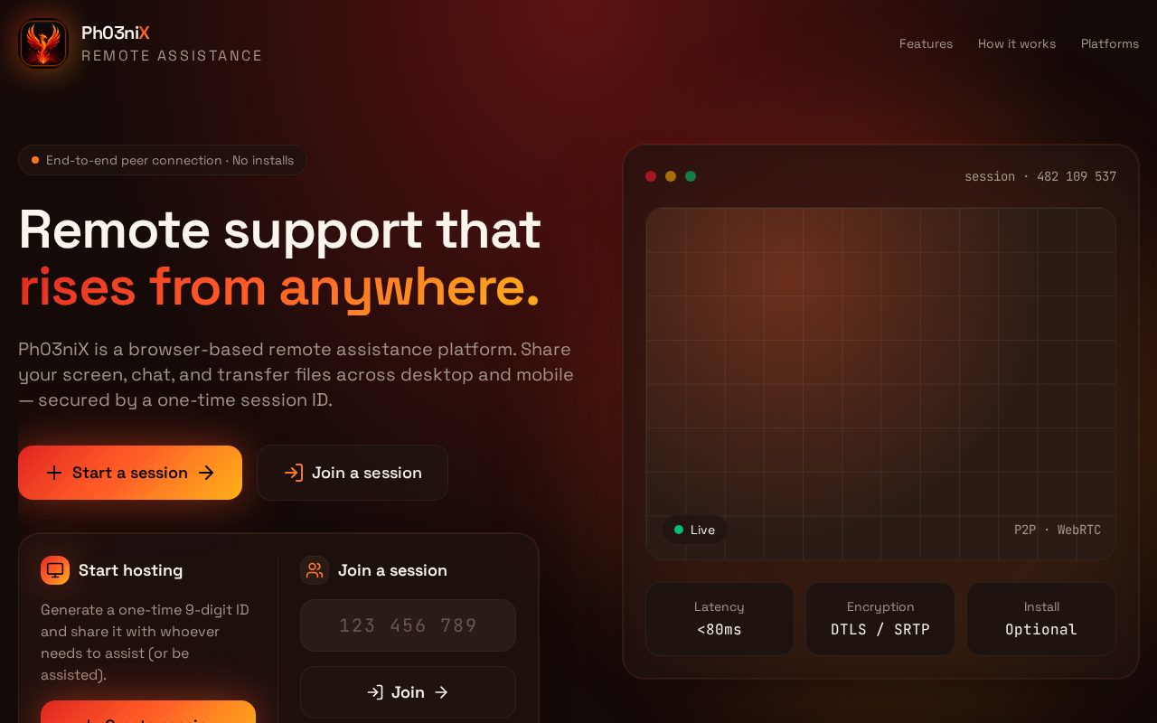 Phoenix Remote Connect — live site preview