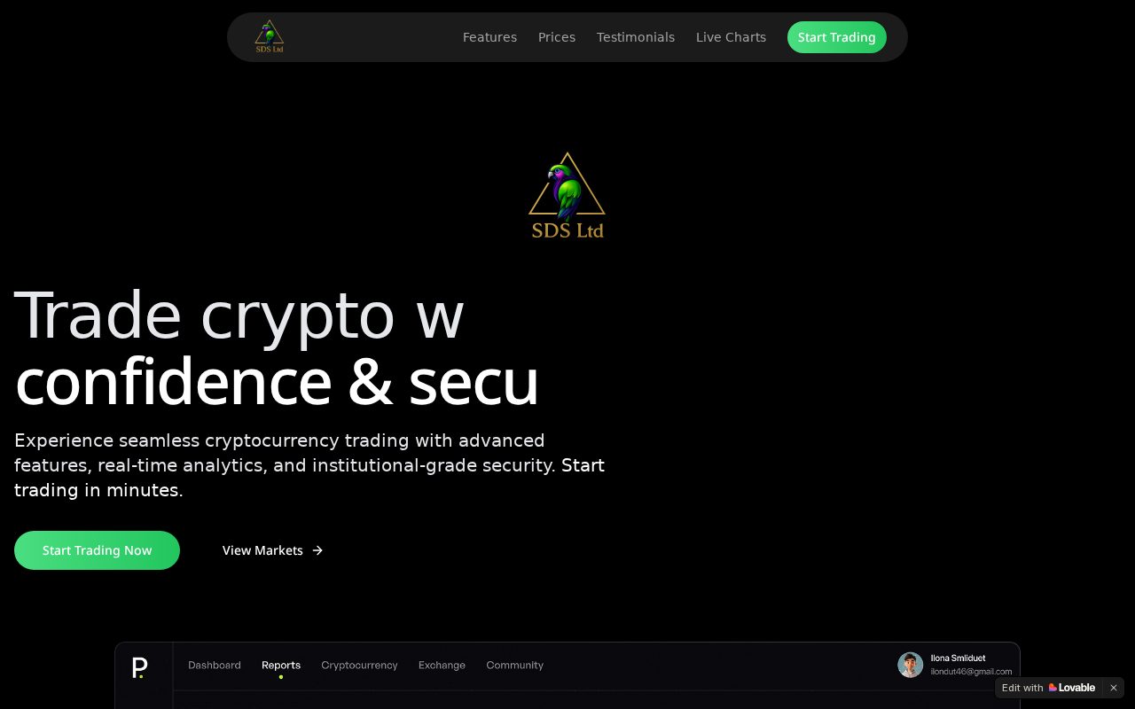 SDS Crypto Trade Template — live site preview
